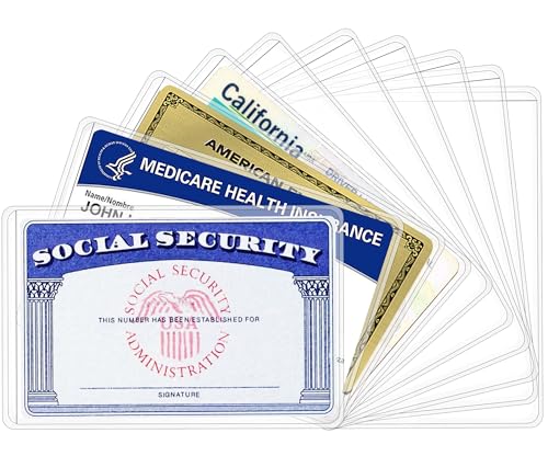 New Medicare Card Holder Protector Sleeves, Social Security Card Protector, 12 Mil Clear PVC Water Resistant Plastic Sleeves for New Medicare/Social Security/Business/ID/Credit Cards(6 Pack)