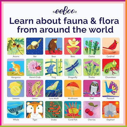 eeBoo Life on Earth Memory & Matching Game, Ages 3+, 1-4 Players | Introduces global flora & fauna. Sharpens recognition, concentration & memory skills. Includes 48 tiles, 24 pairs - style: Life on Earth