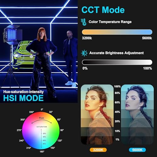 GVM 1300D RGB Video Light with Softbox, 65W LED Video Lighting Kit, 25000lux/0.5m, 360° Full Color Photography Lighting Kit, 2 Packs Led Panel Light for YouTube, Web Conference, Streaming - size: 1300D - 2 Pack