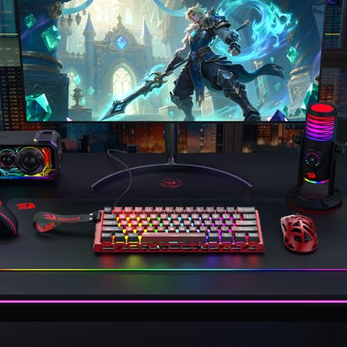 Redragon K753 HE Rapid Trigger Gaming Keyboard, 60% 61 Keys Wired Mechanical Keyboard w/Hype-Red Hollowed-Out Aluminum Base, Next-Gen UltraMag 100% POM Silky Rappid Trigger Magnetic Switch - color: Hype Red (CNC HE Version)