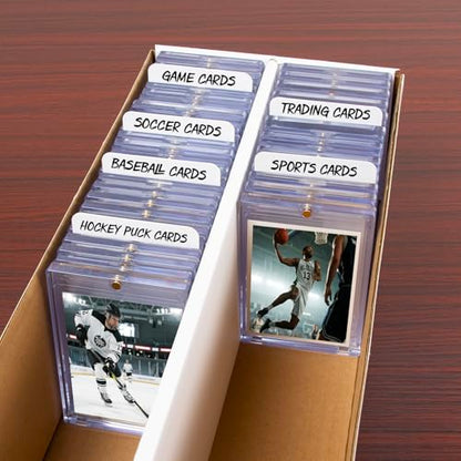 Prilino Trading Card Dividers Tall, Storage Box Separators, White, 200 Pack | Bend & Crack Resistant, Rounded Anti-scratch Edges, Easy to Wipe Clean, Extra Thick & Extra Tall for Orderly Card Management