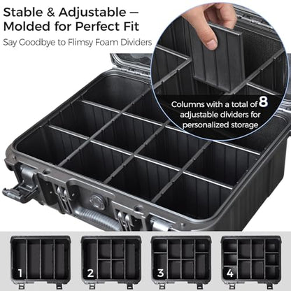 Graded Card Case Storage Box, Extra Large Trading Card Box, PSA Slab Case | Waterproof Trading Card Storage Box with 8 Adjustable Dividers; Fits BGS, SGC, CGC, CSG Slabs, Top Loaders & Magnetic Holders - color: Extra-Large Capacity / Black