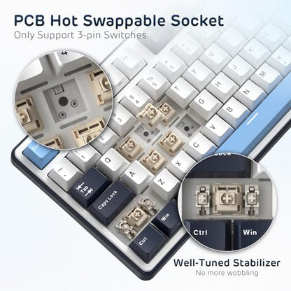 RK ROYAL KLUDGE X104 Wired Full Size Mechanical Gaming Keyboard, Metal Knob | Creamy Keyboard with Number Pad,104 Keys RGB Computer Keyboard Hot Swappable Linear Switch, Online Software for Wins/Mac - color: Star Blue, size: Creamy Linear Switch