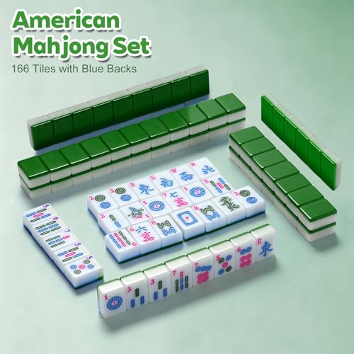 1.2-inch Premium American Mahjong Tile Set. Made of Durable and Sturdy Melamine. Perfect for Multiplayer Games, on-the-go Gaming, and Playing with Family and Friends. (Green) - color: Green
