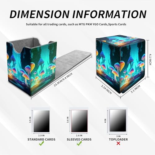 Card Deck Box Trading Cards with Strong Magnet Mushroom Forest Theme Commander Deck Box Card Storage Box Magic Premium Card Storage Box Case Cover for TCG CCG Magic Cards