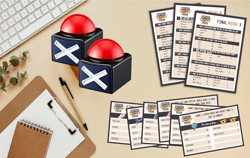 Office Friendly Feud Quiz, Family Feud Quiz, Office Party Games, Team Building Games, Feud Trivia Quiz (with 2 Buzzers) - color: Cards With 2 Buzzers