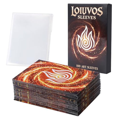 MTG Card Sleeves, Fire Style with Extra 100 Perfect Fit Inner Sleeves | Textured Matte Back, Double Protection, Standard Size - style: Fire