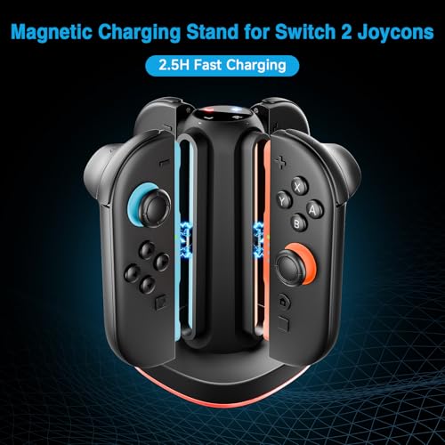 MARSDOCK Charging Dock for Nintendo Switch 2(2025) for Joy-Con 2 | 4 in 1 Magnetic Fast Charging Station with RGB Lights, 3.3FT Cable, Charging Stand Compatible with Switch 2 Joycon Stand