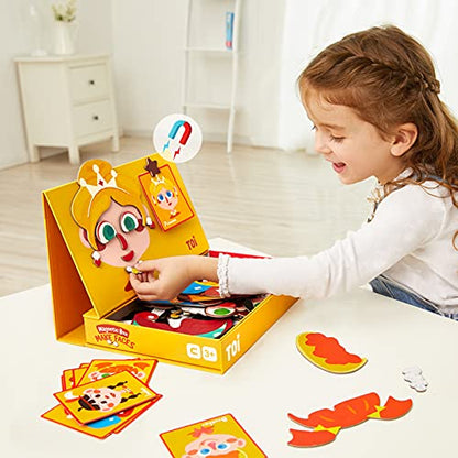TOI Kid Magnet Toys Magnetic Jigsaw Puzzle for Kids Ages 3-5, Make Face | Portable Travel Puzzle, Toddler Magnetibook with Game Board, Preschool Educational Game, Home School Tabletop Activity Gift - style: Make Face