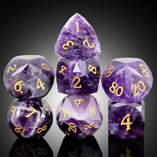 DNDND Amethyst Multifacted D&D Dice Set with Gift Case for Dungeons and Dragons Tabletop Gaming, Collectors(Amethyst) - color: Amethyst