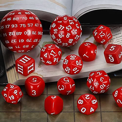 CiaraQ DND Polyhedral Dice Set (15pcs) D4-D100 Game Dice with Dice Bag | Acrylic Role Playing Dice for Dungeons and Dragons MTG Table Games (Red & White) - color: Red & White