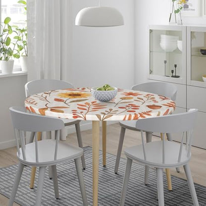 Famame Fall Foliage Sunflower on Plaid Round Fitted Tablecloth with Elastic Protector Table Kitchen Dinner Waterproof Oil-Proof Table Covers Fits 40"-44", Small - color: Fall Foliage Sunflower, size: Small (40"-44")