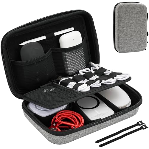 ProCase Hard Travel Electronic Organizer Case for MacBook Power Adapter Chargers Cables Power Bank Apple Magic Mouse Apple Pencil USB Flash Disk SD Card Small Portable Accessories Bag - color: Darkgrey, size: Large - 9.9 x 6.3 x 2.6 Inch