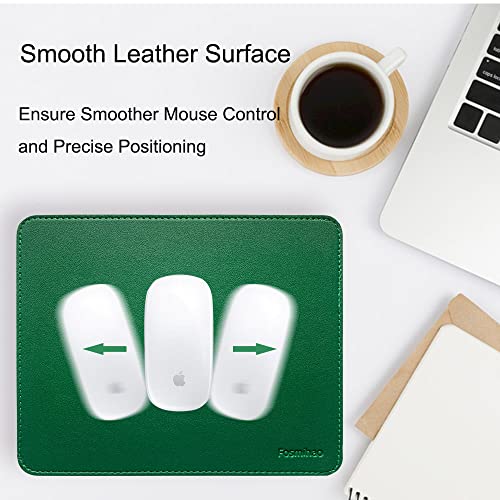 Leather Double Side Mouse Pad With Stitched Edge - Waterproof Ultra Thin for Computers, Laptop, Office & Home, 10.2 x 8.3 Inch, 1 Pack (Dark Green) - color: Dark Green