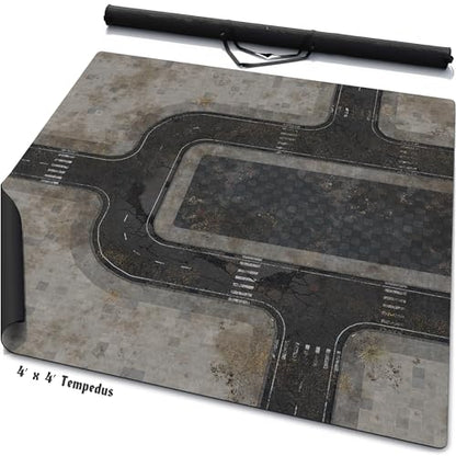 Warzone Studio 4' x 4' Double-Sided Rubber Battle Mat: Incorporation + Tempedus + Bag