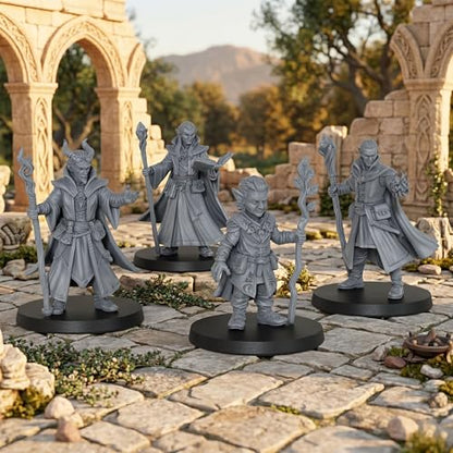 AUSPDICE 25mm DND Minis Figurine for Dungeon Masters & RPG Gift AS990 | Unpainted Ultimate 12 Pcs Heroic Adventurer Party -1:64 Scale Multi-Class TTRPG Human Miniatures Tabletop Gaming Miniatures