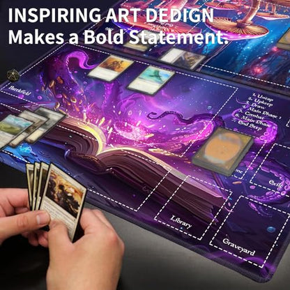 Card Playmat 70 x 40 cm Game Mats Tabletop Magic for MTG/TCG Cards, Trading Card Game Playing Stitched Commander Deck Gaming Desk Duel Mat Card Gameplay Mats, Frog - color: Frog, size: 27.5"X15.7"