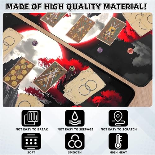 Stitched Edges TCG Playmat, 24 x 14 inches MTG Mat for MTG DTCG CCG RPG Trading Card Game Playmats Smooth Surface Battle Game Rubber Collection - color: Night Scenery