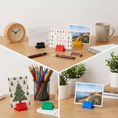 12 Sets Plastic Game Pieces for Board Games, 6 Colors Double-Sided Card Stands with Blank Cards Board GameTable Cards Display Stands for Bingo Game Night Party Supplies