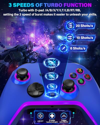 Wireless Switch Pro Controllers for Nintendo Switch/OLED/Lite/Switch 2 | 1200mAh Switch Controller with 10 Color LED Lights, Rechargeable Switch Control with Turbo, Vibration, Motion Control,Wake Up - color: Blue