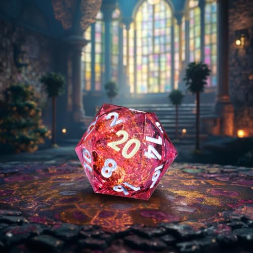 Mini Planet 50mm Chonk D20 Liquid Core Role Playing Table Games DND Polyhedral RPG MTG Dice Raspberry - color: Liquid Core Raspberry