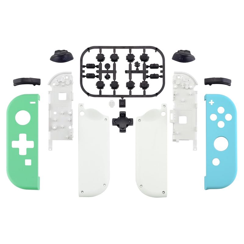 eXtremeRate Mint Green & Heaven Blue DIY Housing (D-Pad Version) with Full Buttons for Joycon Handheld Controller, Replacement Shell for Nintendo Switch & Switch OLED [Only The Shell, NOT The Joycon] - color: Mint Green & Heaven Blue
