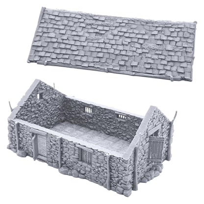 The Stone Barn by Printable Scenery, 3D Printed Tabletop RPG Scenery and Wargame Terrain 28mm Miniatures