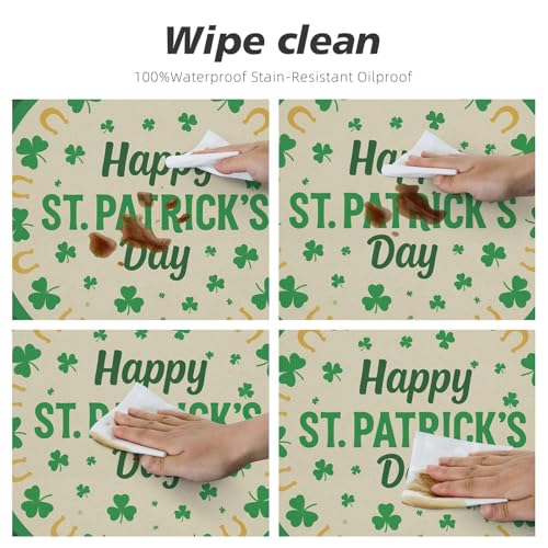 Famame Happy St. Patrick's Day Frame Round Fitted Tablecloth with Elastic Protector Table Kitchen Dinner Waterproof Oil-Proof Table Covers Fits 40"-44", Small - color: Happy St. Patrick's Day Frame, size: Small (40"-44")