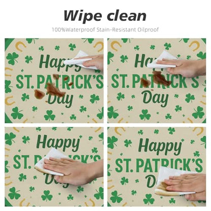 Famame Happy St. Patrick's Day Frame Round Fitted Tablecloth with Elastic Protector Table Kitchen Dinner Waterproof Oil-Proof Table Covers Fits 40"-44", Small - color: Happy St. Patrick's Day Frame, size: Small (40"-44")
