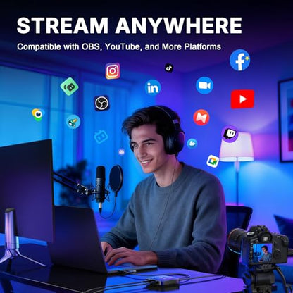 PORTTA DX20R HDMI Video Capture Card, Stream & Record in 4K 60Hz with Ultra-Low Latency, Passthrough for 1080p@240Hz & 2K@120Hz, USB 3.0 to PC, Support HDR, VRR, Compatible with PS5, Xbox, OBS