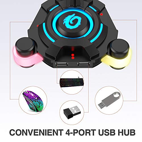 VersionTECH. Mouse Bungee - PC Gaming Mouse Cable Holder Cord Management, 4-Port USB Hub for MacBook Air, MacBook Pro, XPS, PC, Flash Drive, 2.4G Nano USB Receiver