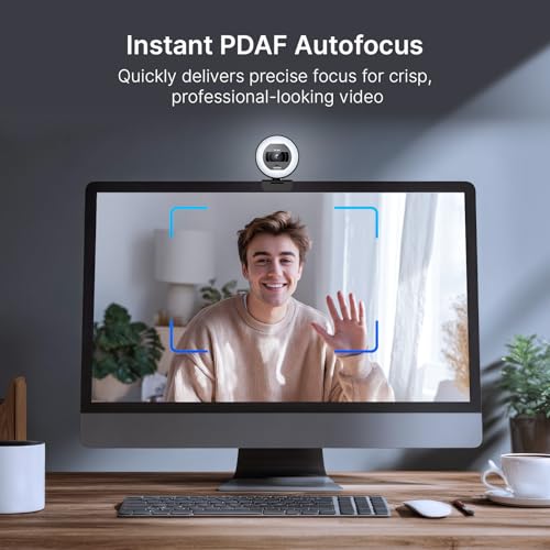 NexiGo N930E Pro, 4K Webcam with Ring Light, PDAF Autofocus, 1080P@60FPS, Dual Noise-Canceling Mics, Built-in Privacy Shutter, Web Cam for Streaming, Meeting, Gaming - style: 4K Webcam with Light