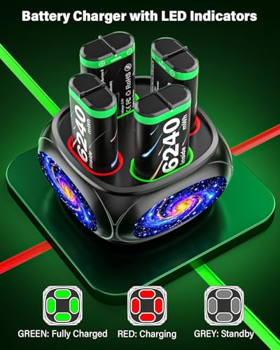 Rechargeable-Controller-Battery-Pack-for-Xbox Series S|X/Xbox One S/X/Elite | 4x6240mWh Battery Pack for Xbox Wireless Controller with Charger Station, Rechargeable Batteries for Xbox with Fast Charging