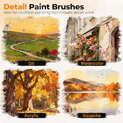 Golden Maple Kolinsky Sable Brushes,7PCS Miniature Paint Brushes Set with DryBrushes #3,5,6 for Miniature,Model,Oil,Acrylics,Watercolor,Gouache - color: Orange