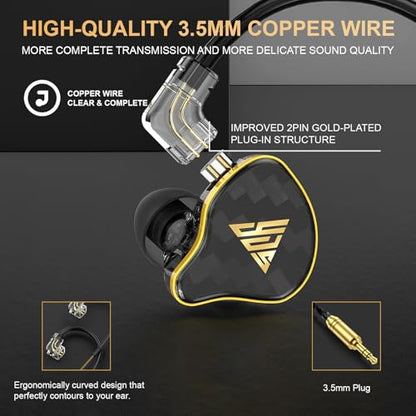 in Ear Monitor, HiFi Headphones with Dual Magnetic Dynamic Driver, Black | Hybrid Banlance Armature with Dynamic in Ear Headphones IEM Earphones Gaming Earbuds no Mic - color: YJS-820-Black no Mic