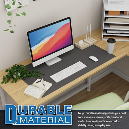 K KNODEL Large Office Leather Desk Mat, Mouse and Keyboard Pad, Computer and Laptop Mat, Desktop Protector and Cover, Writing Pad and Blotter (31.5"x15.7", Dark Gray) - color: Dark Gray, size: 31.5" x 15.7"
