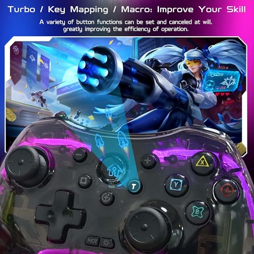Joso RGB Wireless Mobile Gaming Controller for iPhone, Android, iPad, Tablet, PC, Phone Controller with Phone Clip Supports Cloud Game, COD, Genshin Immpact, Remote Player Gamepad with 2 Back Buttons - color: Black RGB