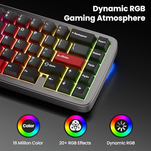 RK ROYAL KLUDGE U65 Aluminum Gaming Keyboard, Wired 60% Mechanical Keyboard with Full CNC Aluminum Body, Gasket Mount, Hot Swappable Pre-Lubed Switches, RGB Backlit, PBT Keycaps, Thocky Creamy Sound