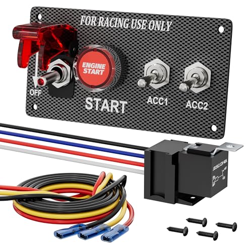 RVBOATPAT 4 in 1 Toggle Switch Panel DC 12V 30A Ignition Switch Panel Toggle Race Car Switch Panel Racing Push Start Ignition Kit for Automotive Truck - color: 4 in 1 Ignition Switch Panel