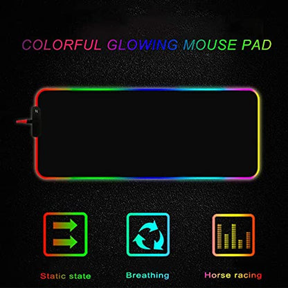 Custom RGB Mouse Pad Personalized Led Mouse Pad with Picture Custom Gaming Mouse Mat Glowing Led Non-Slip Rubber Base Computer Keyboard Pad Mat, 23.6x13.8 in - size: 23.6 x 13.8 in