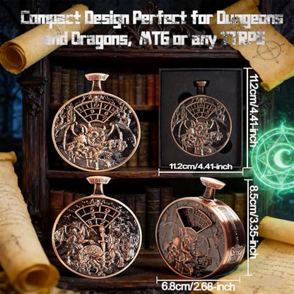 DND Dice Roller D4-D20 Metal Pocket Watch 3D Dragon Art Golden | All-in-one dnd spinner dice. metal pocket watch design.press to roll. zinc alloy metal. mtg ttrpg gifts - color: Dice Roller-golden