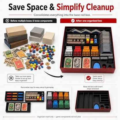 Organizer Insert Compatible with Catan 6th Edition, Seafarers 6e & 5-6 Player Expansions, All-in-One Storage with Removable Trays, Black (Catan 6e, Seafarers 6e & 5-6 Player Expansions)