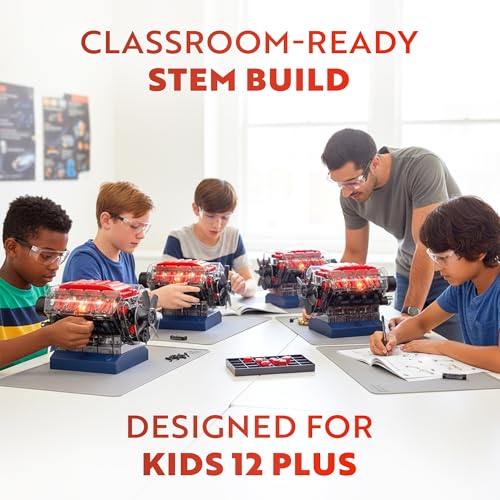 Playz Large V8 Engine Model Kit Build Your Own Mini V8 Engine kit that Runs | for Adults and Kids 8+,Working V8 Engine Building Blocks set DIY STEM kit, Visbile Real Mini Engine Build Kit that Works - style: V8 Engine