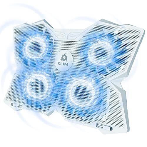 KLIM Wind Laptop Cooling Pad - More Than 500 000 Units Sold - New - The Most Powerful Rapid Action Cooling Fan - Laptop Stand with 4 Cooling Fans at 1200 RPM - USB Fan - PS5 PS4 - Full White - color: Full White