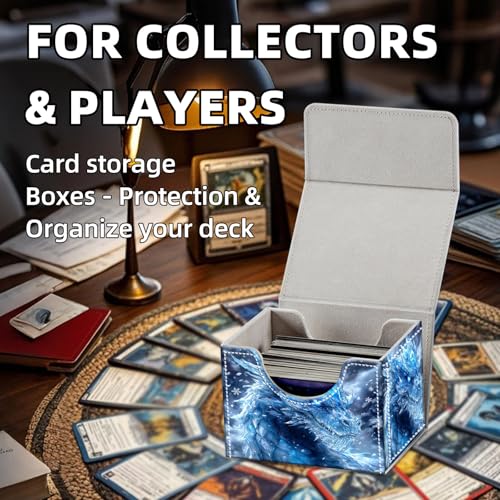Trading Card Storage Box, Holds 100+ for MTG Cards, Premium PU Leather with Magnetic Closure, Ice Dragon In Snow Durable Deck Box for Magic the Gathering, Trading Card Games - color: Ice Dragon In Snow
