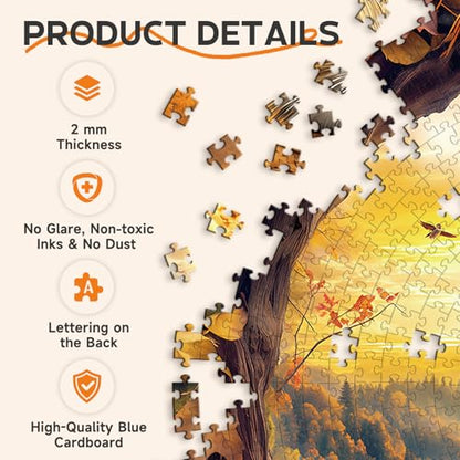 1000 Piece Puzzles for Adults, 26.6 * 26.6in Mountain Owl Puzzle | 1000 Pieces Flat Puzzles with 3D Visual Effect When Completed, Adult Puzzle Games - color: Mountain Owl