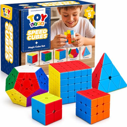 STEAM Life Speed Cube Set, Speed Cube Set of 2x2 3x3 4x4 Megaminx and Pyramid Cube Smoothly Stickerless Magic Cubes Collection for Kids & Adults - color: 5 Pcs