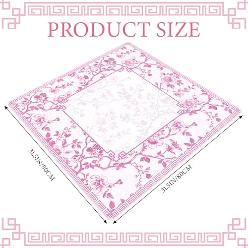 Chinoiserie Mahjong Mat with 1 Carrying Bag 31.5" x 31.5" Pink and White Rubber Anti Slip and Noise Reduction Multi Purpose Game Table Cover for Card, Board Tile Games - color: Pink