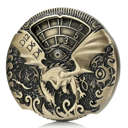 Spinner DND Dice DNDND 7-in-1 Spinner Metal D&D Dice Set with Gorgeous Gift Box for Dungeons and Dragon and Tabletop Game (Brass) - color: Dragon Brass