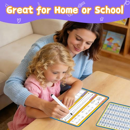 12 Pack Double Sided Number Line Dry Erase Board,12" x 9" Multiplication Flash Cards,Math Manipulatives Small White Board for Kids,Ten Frame Chart for Preschool Learning,Homeschool Essentials - style: Number Line
